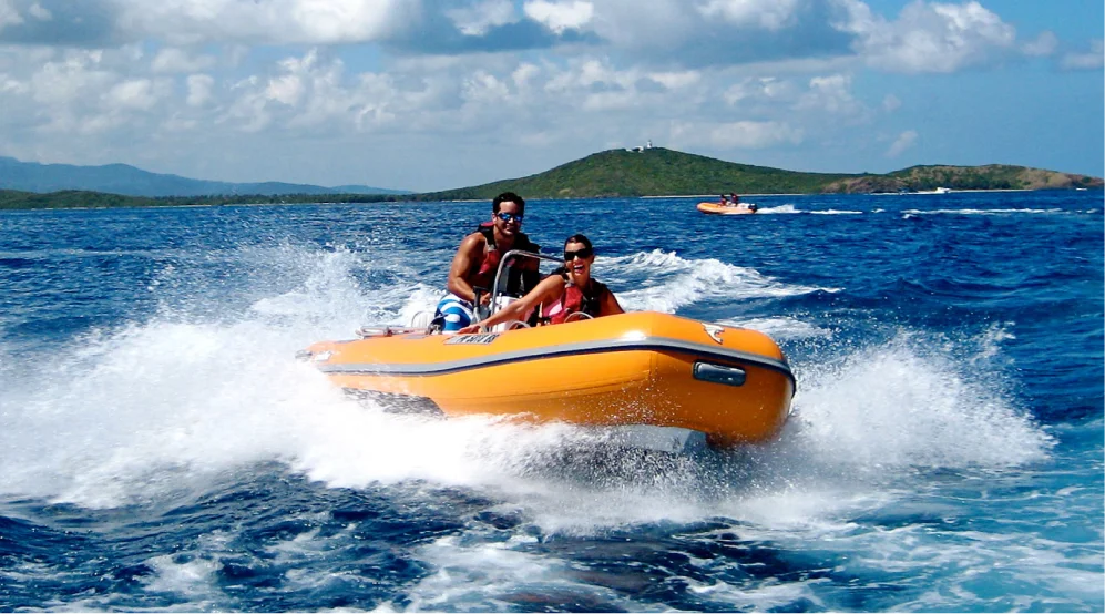 Two people doing water sports